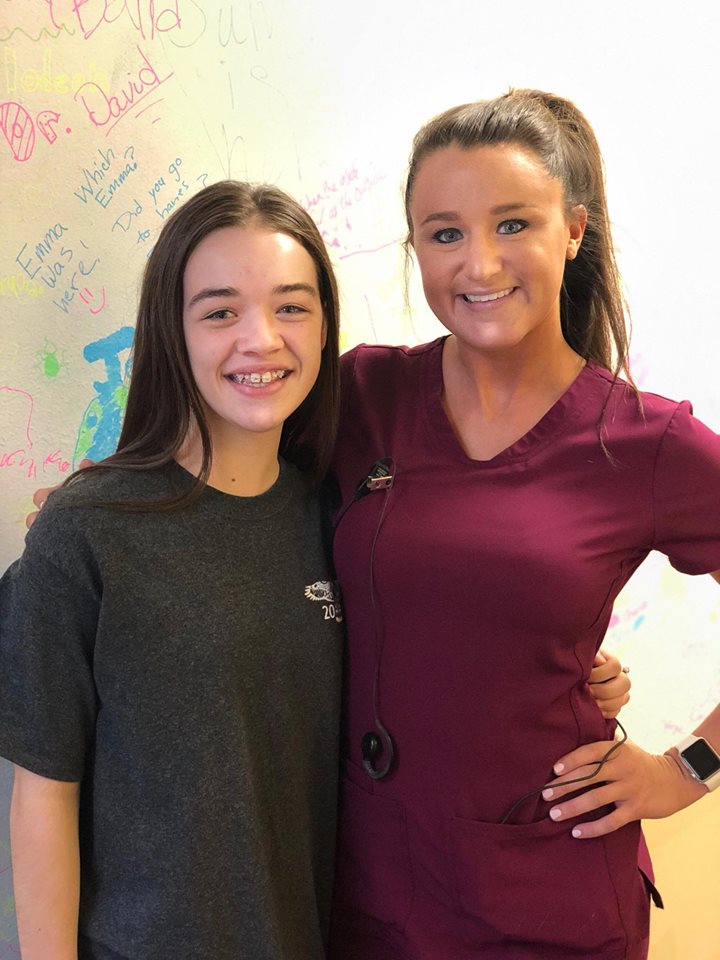 Chloe was super excited to have Carlee put her braces on this week!!